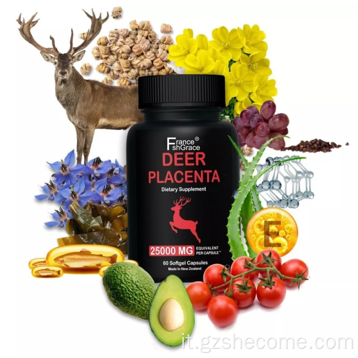 Supplemento di placenta di cervo più alto 60 capsule di placenta di cervo